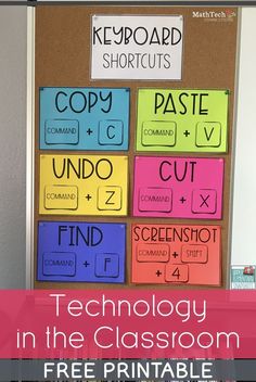 a bulletin board with the words, technology in the classroom and free printables