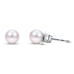 Each of these gorgeous women's stud earrings from the Brilliant Moments® collection feature a lustrous Akoya saltwater cultured pearl. Crafted in 14K white gold, the earrings are secured in place with friction backs and the pearls measure 6.5-7mm each. Exclusively available from Jared® the Galleria of Jewelry. Akoya Pearl Earrings, White Gold Earrings Studs, Jared The Galleria Of Jewelry, Womens Earrings Studs, Pearl Types, Akoya Pearls, Crystal Collection, Pearl Size, Watch Necklace