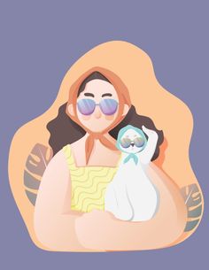 a woman holding a baby in her arms and wearing sunglasses on top of it's head