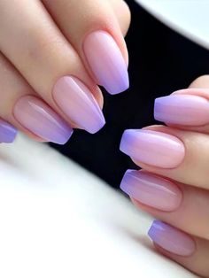 24pcs Coffin Purple Ombre Fake Nail False Nails Press On Nails Glue On Nails Short Fake Nails, Colorful Nails, Diy Nail Art, False Nail, Nail Arts, Diy Manicure, Purple Nails, Nail Kit, Nail Art Diy