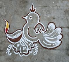 a drawing of a bird on the ground