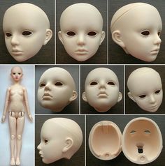 there are many different pictures of the same doll's head and body as well as instructions on how to make it