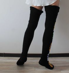 Product information: Fabric name: acrylic Color: Black, Brown Main fabric composition: Polyester (polyester fiber) Function: keep warm Packing list: Socks*1Pair Product Image: Knit Wool Socks, Thigh Socks, Socks Packaging, Over Knee Socks, Knit Stockings, Hand Knit Socks, Leg Warmer, Crochet Socks, Over The Knee Socks