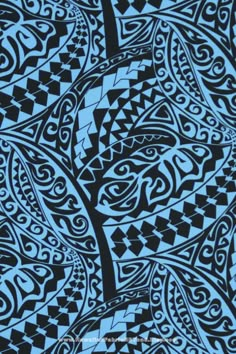 a blue and black pattern with an intricate design on the bottom half of its image