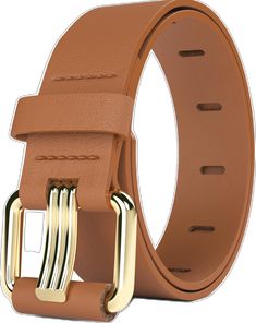 Casual Brown Belt For Work, Casual Brown Belt For Workwear, Casual Brown Belt For Fall, Belt With Gold Buckle, Branded Belts, Faux Leather Belts, Brown Leather Belt, Leather Buckle, Dress Fashion