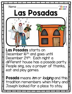 las posada's christmas poem for kids to read and practice their language