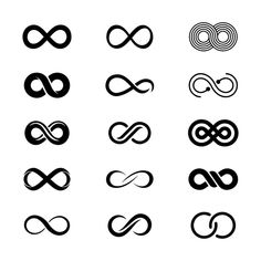 a set of eight different types of infinite signs, each with an individual's own name