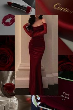 Expensive aesthetic (burgundy/dark red dress, femme fatale edition) Burgundy Gala Dress, Dark Red Fitted Dress Above The Knee, Dark Red Fitted Prom Dress, Red Dress Dark Aesthetic, Wine Red Dress Formal, Red Valentine Dress, Cherry Red Dresses Aesthetic, Elegant Dark Red Dress, Birthday Outfit Red Dress