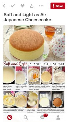 the recipe for soft and light as air cheesecake is shown in this screenshot