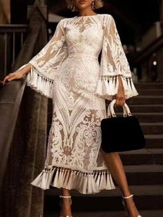 Sleeve Maxi Dress, Tassel Fringe, Maxi Dress With Sleeves, Free Time, Flared Sleeves, Second Hand Clothes, New Outfits