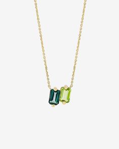 Kalan By Suzanne Kalan Ann Green Ombre Mini Pendant in 14k yellow gold Green Emerald Baguette Cut Necklace, Green Gemstone Baguette Cut Necklace, Green Baguette Cut Gemstone Necklace, Green Ombre, Jewelry Tray, Mini Pendant, Everyday Wardrobe, Diamond Wedding Bands, Emerald Cut