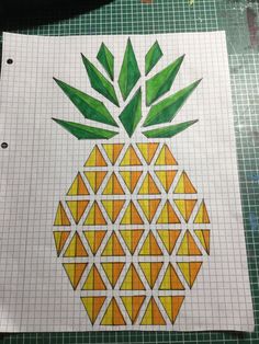 a drawing of a pineapple on top of a piece of paper