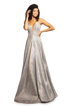 Johnathan Kayne 2094 is a metallic holographic Prom Dress Iridescent Prom Dress, Metallic Prom Dresses, Johnathan Kayne, Knit Gown, Formal Evening Wear, Prom Dance, Prom Long, Shimmer Dress, Formal Dress Shops