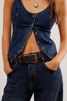 Belts That Go With Everything, Free People Belt, Spring Leather Belt With Buckle Closure, Chic Fitted Belt With Buckle Closure, Black Brass Buckle Belt For Workwear, Trendy Black Belt For Everyday Wear, Casual Black Belts For Everyday, Casual Black Belt For Everyday, Chic Black Belt Buckles With Brass Detail