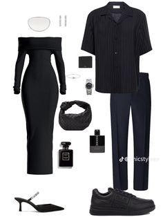 Fancy Date Night Outfit Couple, Couple Outfits Matching Classy Black, Couple Outfits Matching Classy, Matching Fits, Couple Outfit Ideas, Couple Matching Outfits, Outfits Matching, Couple Fits, Mode Tips