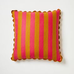 Bold Stripe Tan Pink 60cm Cushion Front | Pink & Brown Striped Cushion Furniture Coverings, Couch Styling, Stripe Cushion, Bedroom Blanket, Pink Cushion, Checked Cushions, Bonnie And Neil, Tea Towel Apron