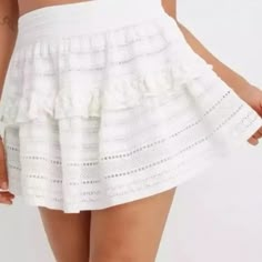 Aerie White Lace Ruffle Skirt. Never Worn Before. Perfect Condition. Lace Ruffle Skirt, Summer Mini Skirt, Frilly Skirt, Checkered Skirt, Italy Outfits, White Halter Maxi Dress, Plaid Mini Skirt, White Skirt, Lace Ruffle