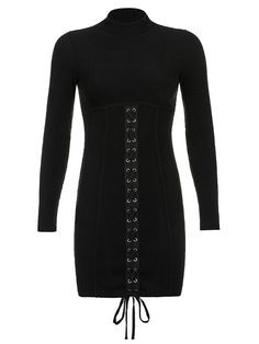 Tie Up Long Sleeve Knitted Black Bandage Mini Dress



Size
Shoulder

cm
Bust

cm
Sleeve

cm
Length

cm
Waist

cm
Hip

cm



S

32.5
70
57
81.5
60
74


M
33.5
74
58
83
64
78



L

34.5
78
59
84.5
68
82


1 Inch= 2.54cm



NOTE:
1.Please strictly follow the size chart to select the size. Do not select directly according to your habits.
2. The size may have 2-3cm differs due to manual measurement. Please note when you measure. Fitted Knit Dress For Night Out, Fitted Knit Mini Dress For Party, Black Knit Bodycon Dress, Fitted Knit Bodycon Party Dress, Fitted Knit Bodycon Dress For Party, Fitted Gothic Mini Dress For Winter, Knit Fitted Bodycon Dress For Party, Gothic Mini Dress For Club In Winter, Gothic Club Mini Dress For Winter