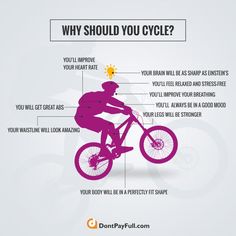 a person riding a bike with the words why should you cycle?