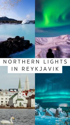 the northern lights in irekjavjjuk, iceland with text overlay