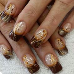 Thanksgiving Fingernails, Thanksgiving French Nails, Fall Fingernail Designs, September Nail Designs Fall, Unique Fall Nails, September Nail Art, Thanksgiving Nails Fall, Pretty Gel Nails, Really Cute Nails