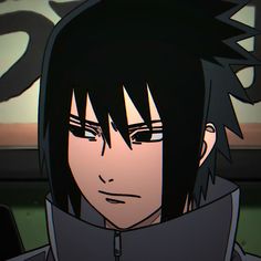 an anime character with black hair wearing a hoodie