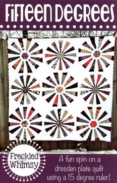 the front cover of a quilt book, titled fifteen degrees