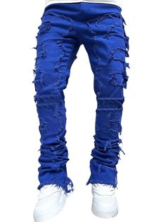 High Street Stacked Dark Blue Jeans For Men Blue Slim Fit Jeans For Streetwear, Trendy Blue Slim Fit Jeans, Plain Tshirt, Versatile Dresses, Body Types, White Wash, Jeans Style, Colored Jeans, Mens Jeans