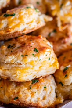 cheesy biscuits piled on top of each other