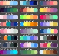 the color chart for different shades of paint