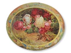 a painted plate with flowers in it on a white background, there is no image here to provide a caption for