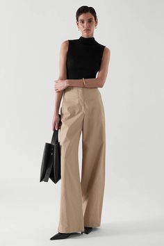 Beige Trousers Outfit, Beige Trouser, Wide Leg Linen Trousers