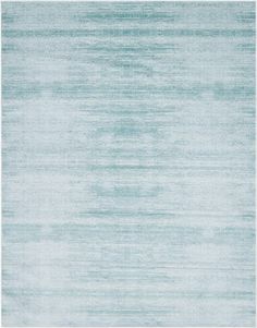 a light blue rug with horizontal stripes