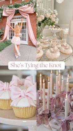 a collage of photos with cupcakes and candles