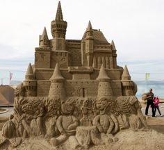 a sand castle made to look like it is on the beach