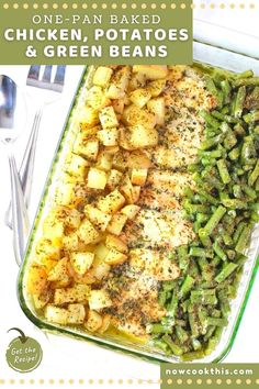 one pan baked chicken, potatoes and green beans