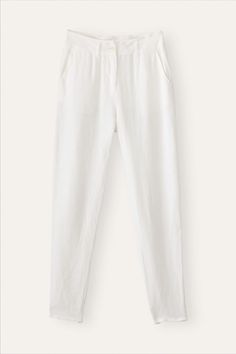 Heavy linen in White. Summer Trousers, Cotton Hoodie, Wide Waistband