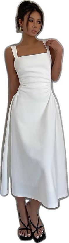 White Fitted A-line Strapless Dress, White Halter Neck Sleeveless Party Dress, White Halter Neck Sleeveless Dress For Party, Fitted A-line Backless Wedding Dress, Fitted A-line Backless Dress For Wedding, Fitted Halter Dress With Ruched Bodice For Wedding, Elegant Backless Sleeveless Wedding Dress, Chic White Backless Dress For Party, Fitted White Backless Dress For Prom