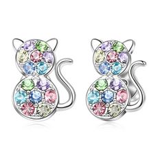 PRICES MAY VARY. 【Kitten Jewelry 】 The design makes it unique. Elegant and cute earrings for all, full of vitality, sweet and nice. Good quality, delicate arts and crafts 【Cute Little Cat Stud Earrings 】Length; 12mm , Width ; 9mm with Multiple CZ Cubic Zirconia, the earring posts are made of hypoallergenic and are nickel and lead free Perfect size, lovely design, every day earrings yet they are sparkly and unique 【Stud Earrings Care Instructions】Please be advised that all plated jewellery should Jewelry For Girls, Cat Earrings Studs, Stud Earrings Unique, Earrings For Girls, Cute Black Cats, Cat Jewelry, Earring Posts, Stud Earrings For Women, Cat Earrings