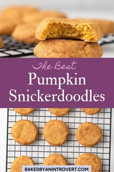 the best pumpkin snickkerdoodles on a cooling rack with text overlay