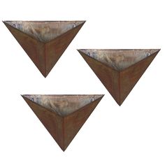 three pieces of metal that are shaped like triangulars