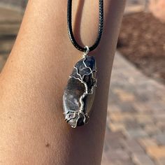 Gorgeous Tree Of Life Stone Wire Wrapped In Silver Tone Wire. Comes With A 20-22” Black Cord! Handcrafted Accessories, Mens Accessories Jewelry, Tree Of Life, A Black, Wire Wrapped, Blue Brown, Wire Wrapping, Natural Stone, Natural Stones