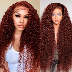 360 HD Lace Frontal Wig Reddish Brown 13x4 Deep Curly Lace Front Wig Copper Red Deep Curly Human Hair Wig 4x4 5x5 HD Closure Wig Deep Curly Lace Front Wig, Reddish Brown Hair, Hd Lace Frontal, Copper Red