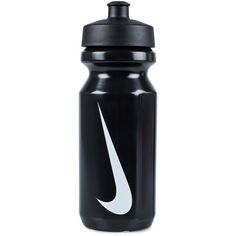 the nike water bottle is black and white