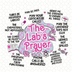 the lab's prayer poster is shown on a white background with pink and blue lettering