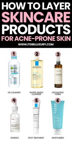 Combat breakouts effectively with our guide on how to layer skincare products for acne-prone skin. Discover the right order and products to keep your skin clear and healthy. skincare routine | skincare routine order | how to layer skincare | skin care solutions | how to layer skincare products | how to layer your skincare products | layer skincare products | layer skincare routine | layer skincare ingredients | layer skincare night | layer skincare products night | layer skincare korean | how to layer oil in skincare | layer of skincare | layer your skincare | correct way to layer skincare | proper way to layer skincare | layering skincare actives | order to layer skincare | the right way to layer skincare | how should you layer skincare How To Layer Skincare Products, Layer Skincare Products, How To Layer Skincare And Makeup, How To Layer Skincare