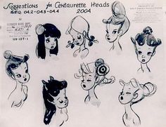 an old sheet with various drawings of women's head and hair styles on it