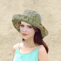 This summer hat has a wide brim for a good sun protection. The brim can be turned up or turned down. It's easy to take shape you want. It is elegant accessory for garden and beach parties or other events. 20% Linen, 80% Cotton One size fits most (21 - 22,5 inches) This hat can be flat packed for suitcases or handbags . Hand wash and lay flat to dry. NOTE Actual color may slightly different depending on your monitor. Lightweight Cotton Summer Hats, Casual Hats With Uv Protection For Spring, Casual Spring Hat With Uv Protection, Casual Spring Hats With Uv Protection, Cotton Summer Hat For Vacation, Summer Cotton Hat For Vacation, Cotton Short Brim Hat For Beach Season, Summer Wide Brim Cotton Hat, Summer Brimmed Cotton Hats