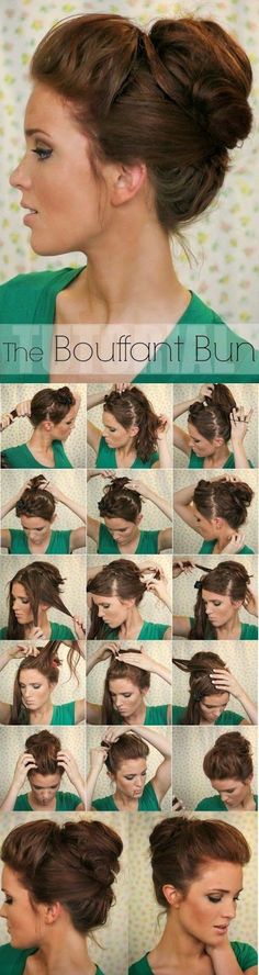 XV hairstyle4 Easy Updo Hairstyles Tutorials, Bouffant Bun, Make Up Mata, Trendy We Fryzurach, Help Hair Grow, Easy Updo Hairstyles, Easy Bun Hairstyles, Hair Bun Tutorial