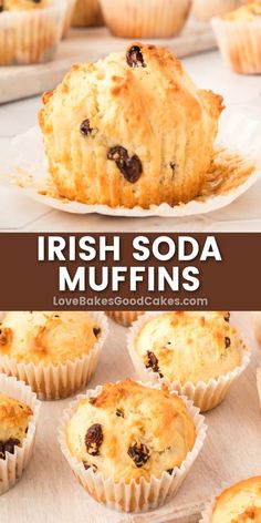 irish soda muffins with raisins on top